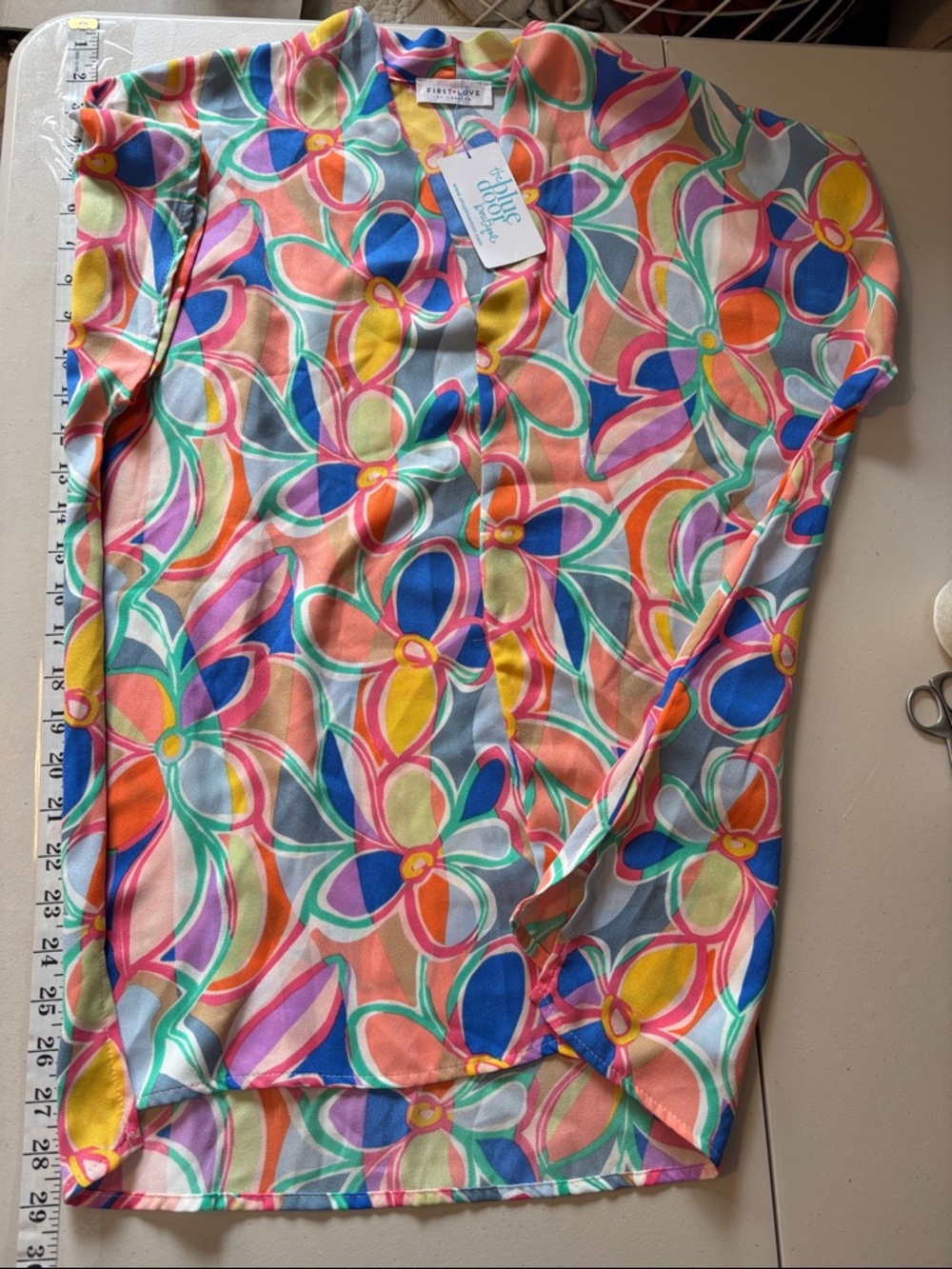 Boutique First Love Floral Blouse Oversized Size Small Artsy Statement Soft - Picture 10 of 10